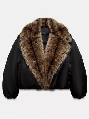 FAUX FUR COLLAR BOMBER JACKET like Zara